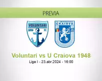 Pronóstico Voluntari U Craiova 1948 (23 abril 2024)
