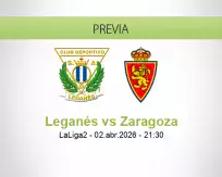 Pronóstico Leganés Zaragoza (02 abril 2026)