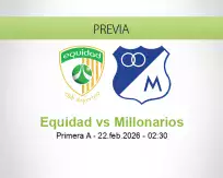 Pronóstico Equidad Millonarios (21 febrero 2026)