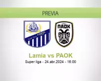 Pronóstico Lamia PAOK (24 abril 2024)