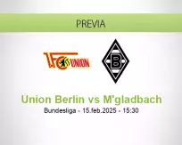 Pronóstico Union Berlin M'gladbach (15 febrero 2025)