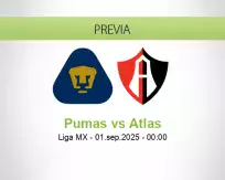 Pronóstico Pumas Atlas (31 agosto 2025)