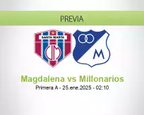 Pronóstico Magdalena Millonarios (24 enero 2025)