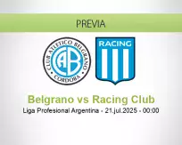 Pronóstico Belgrano Racing Club (20 julio 2025)