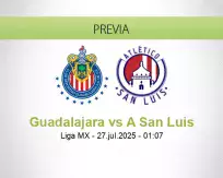 Pronóstico Guadalajara A San Luis (26 julio 2025)