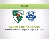 Pronóstico Kauno Žalgiris Arda (07 agosto 2025)