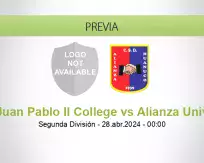 Pronóstico Juan Pablo II College Alianza Univ (27 abril 2024)