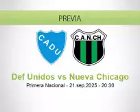 Pronóstico Def Unidos Nueva Chicago (21 septiembre 2025)
