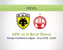 Pronóstico AEK H Be'er Sheva (24 julio 2025)