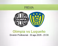 Pronóstico Olimpia Luqueño (30 agosto 2025)