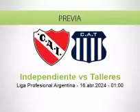 Pronóstico Independiente Talleres (15 abril 2024)
