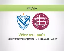 Pronóstico Vélez Lanús (30 agosto 2025)
