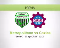 Pronóstico Metropolitano Caxias (30 agosto 2025)