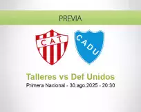Pronóstico Talleres Def Unidos (30 agosto 2025)