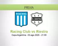 Pronóstico Racing Club Riestra (03 agosto 2025)
