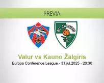 Pronóstico Valur Kauno Žalgiris (31 julio 2025)