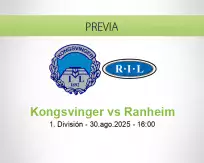 Pronóstico Kongsvinger Ranheim (30 agosto 2025)