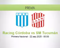Pronóstico Racing Córdoba SM Tucumán (21 septiembre 2025)