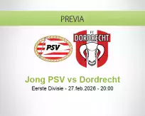 Pronóstico Jong PSV Dordrecht (27 febrero 2026)