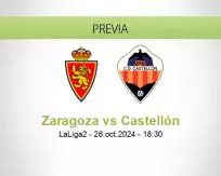 Pronóstico Zaragoza Castellón (26 octubre 2024)