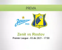 Pronóstico Zenit Rostov (03 diciembre 2021)