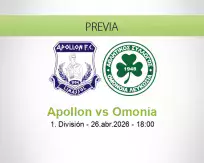 Pronóstico Apollon Omonia (26 abril 2026)