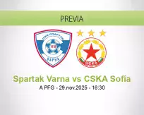 Pronóstico Spartak Varna CSKA Sofía (29 noviembre 2025)