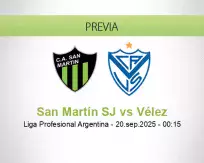 Pronóstico San Martín SJ Vélez (19 septiembre 2025)