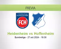 Pronóstico Heidenheim Hoffenheim (27 octubre 2024)