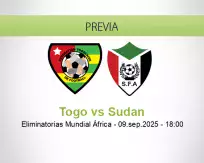 Pronóstico Togo Sudan (09 setiembre 2025)