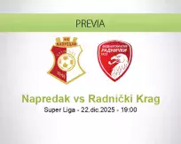 Pronóstico Napredak Radnički Krag (22 diciembre 2025)