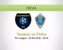 Pronóstico Taawon Feiha (20 febrero 2026)