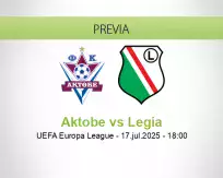 Pronóstico Aktobe Legia (17 julio 2025)
