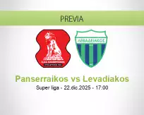 Pronóstico Panserraikos Levadiakos (22 diciembre 2025)