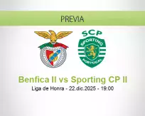 Pronóstico Benfica II Sporting CP II (22 diciembre 2025)