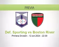 Pronóstico Def. Sporting Boston River (12 octubre 2024)