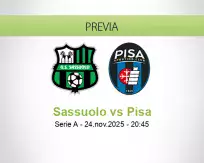 Pronóstico Sassuolo Pisa (24 noviembre 2025)