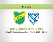 Pronóstico Def y Justicia Vélez (13 febrero 2026)