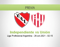 Pronóstico Independiente Unión (25 octubre 2021)