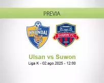 Pronóstico Ulsan Suwon (02 agosto 2025)