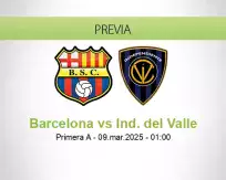 Pronóstico Barcelona Ind. del Valle (09 marzo 2025)