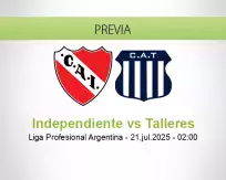 Pronóstico Independiente Talleres (20 julio 2025)