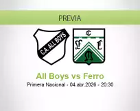 Pronóstico All Boys Ferro (04 abril 2026)
