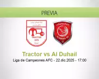Pronóstico Tractor Al Duhail (22 diciembre 2025)