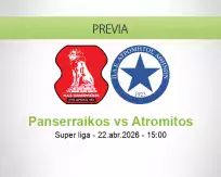 Pronóstico Panserraikos Atromitos (22 abril 2026)