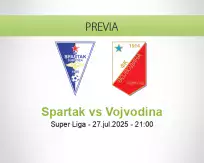 Pronóstico Spartak Vojvodina (27 julio 2025)