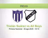 Pronóstico Tristán Suárez All Boys (30 agosto 2025)