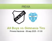 Pronóstico All Boys Gimnasia Tiro (05 septiembre 2025)