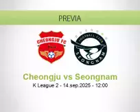 Pronóstico Cheongju Seongnam (14 septiembre 2025)