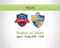 Pronóstico Suwon Ulsan (16 agosto 2025)